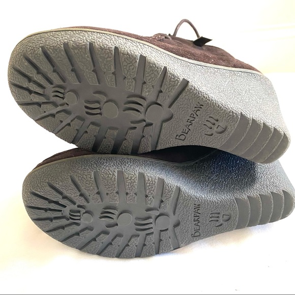 Bearpaw Brown Sherpa Lined Wedge Lace Up Bootie 7 - Picture 3 of 4